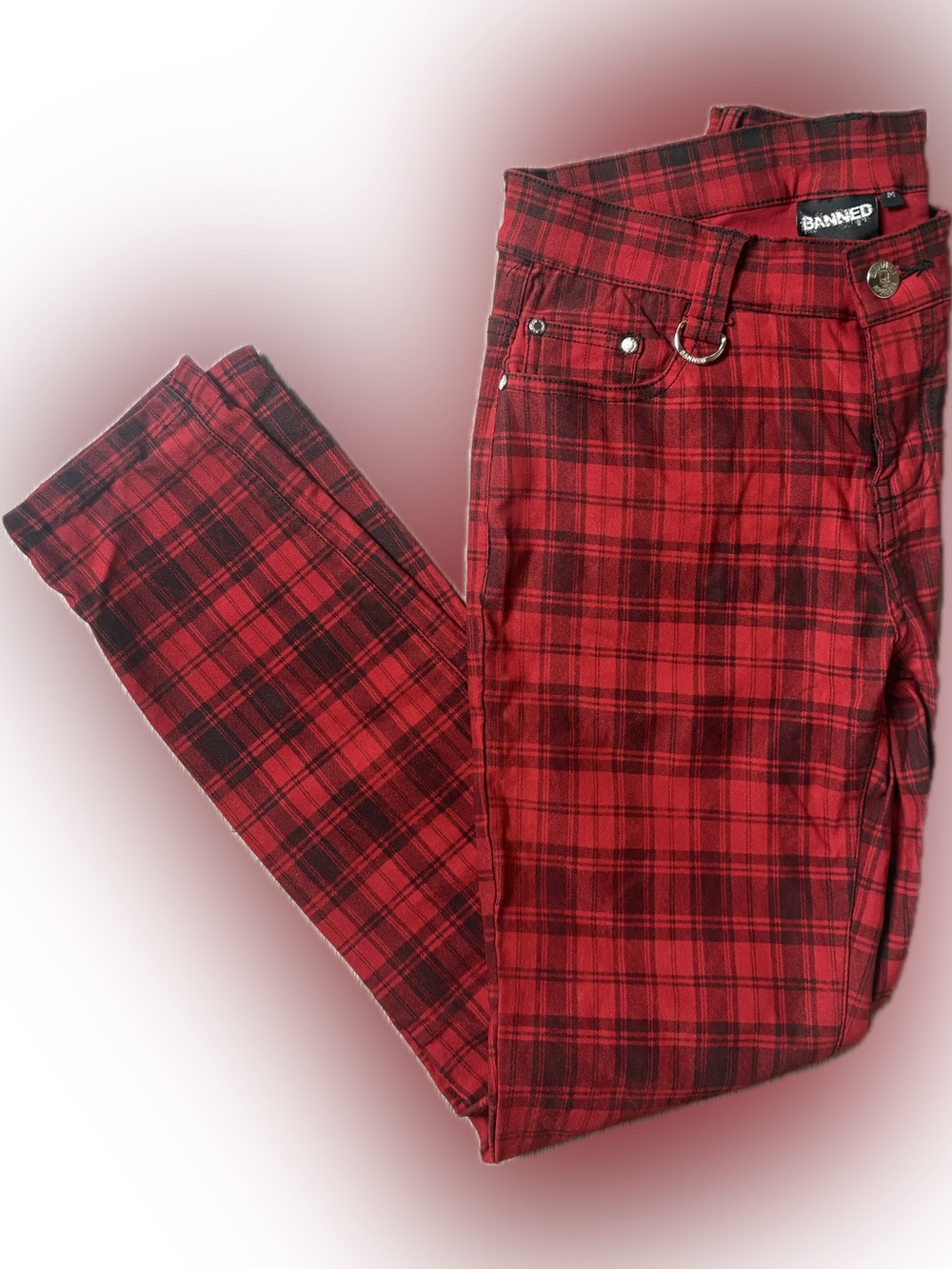 Banned Red Plaid Straight Leg Pants